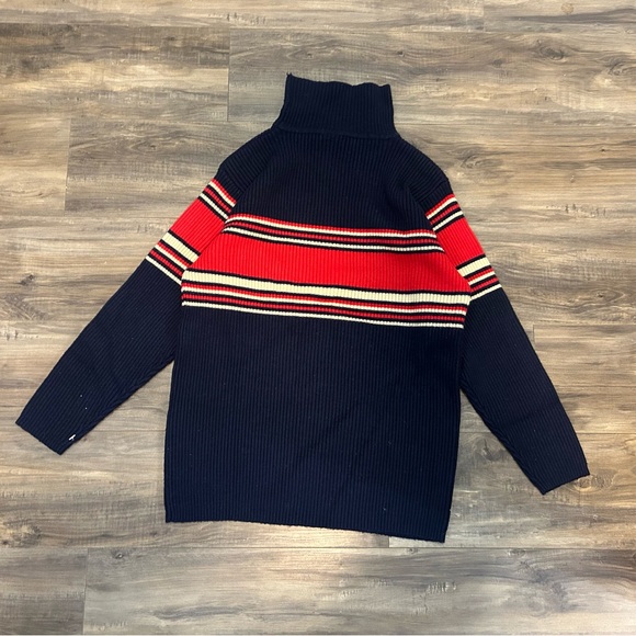 Classic Turtleneck Sweater in Navy and Red - Picture 2 of 4
